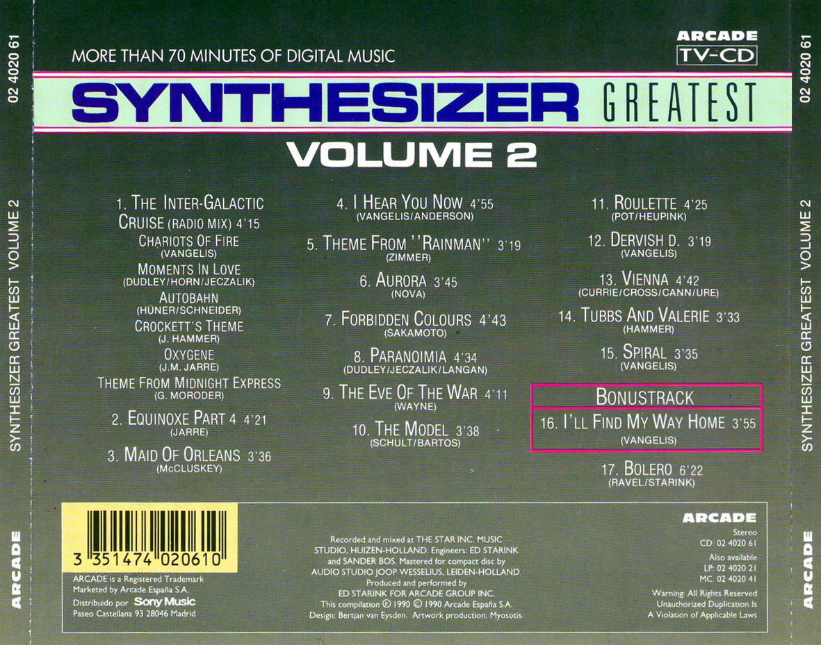 Car�tula Trasera de Synthesizer Greatest Volume 2