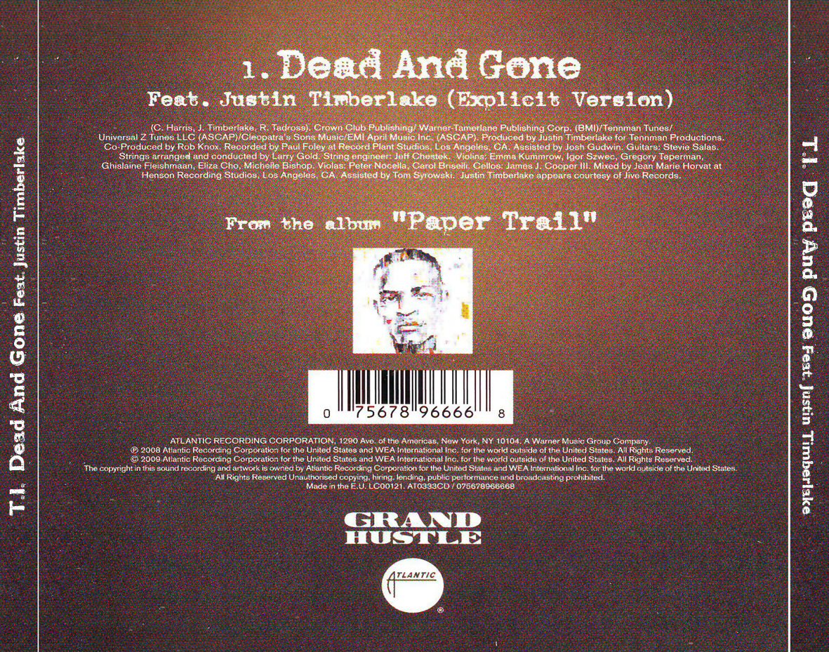 Cartula Trasera de T.i. - Dead And Gone (Featuring Justin Timberlake) (Cd Single)