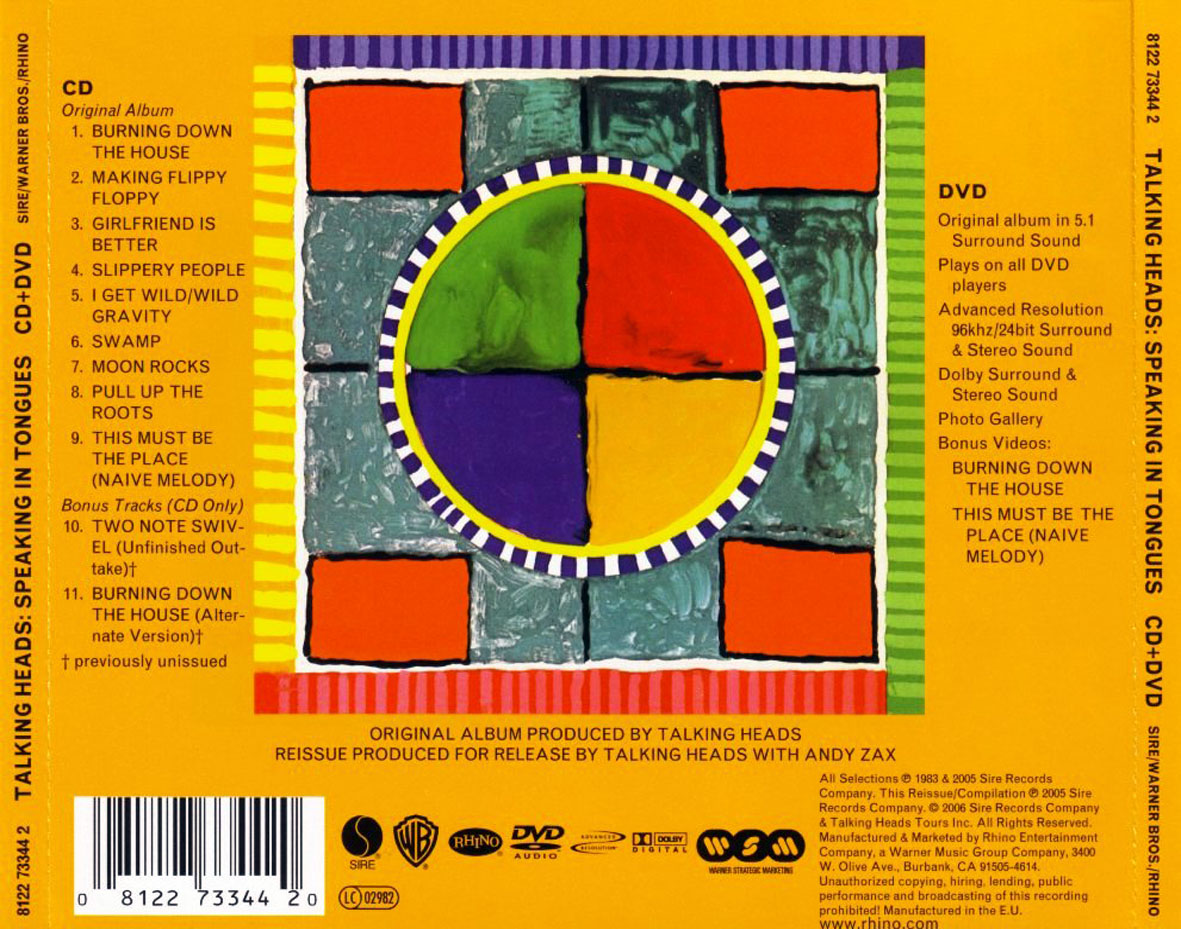 Cartula Trasera de Talking Heads - Speaking In Tongues (2005)