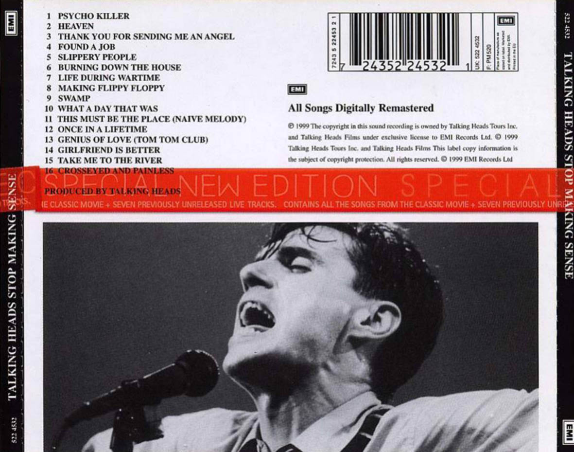 Cartula Trasera de Talking Heads - Stop Making Sense (Special New Edition)