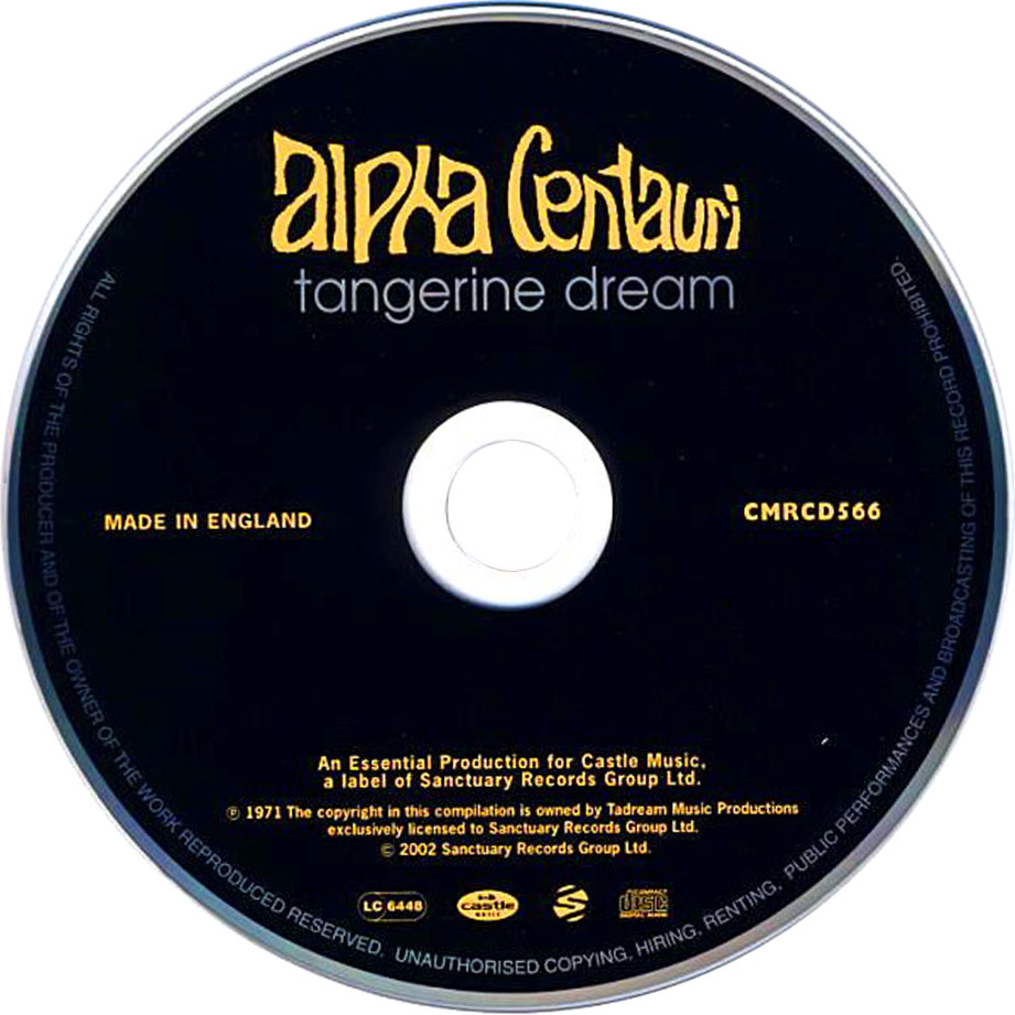 Cartula Cd de Tangerine Dream - Alpha Centauri