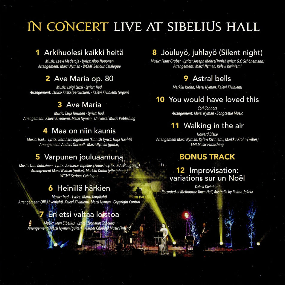 Cartula Interior Frontal de Tarja Turunen & Harus - In Concert Live At Sibelius Hall