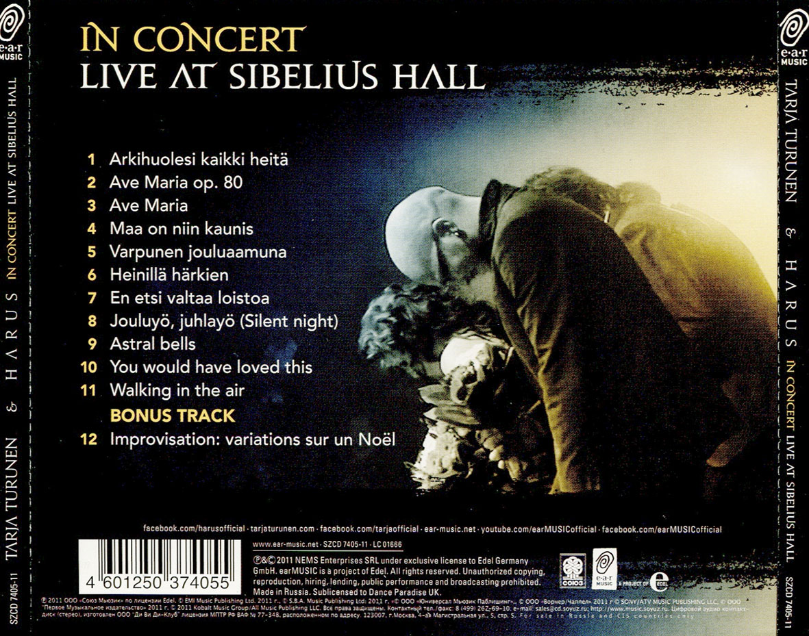 Cartula Trasera de Tarja Turunen & Harus - In Concert Live At Sibelius Hall