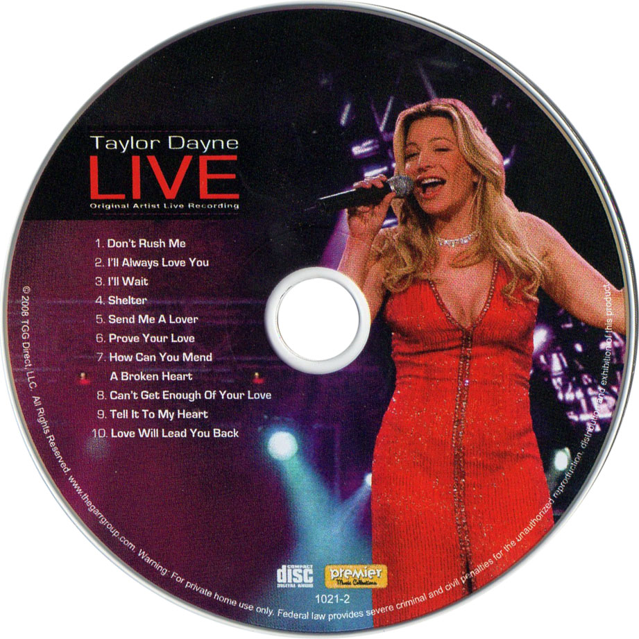 Cartula Cd de Taylor Dayne - Live (2008)