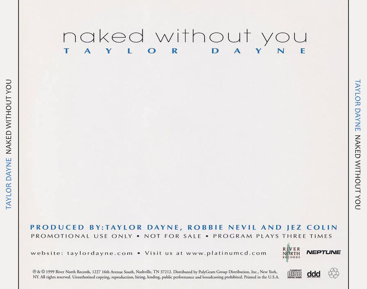 Cartula Trasera de Taylor Dayne - Naked Without You (Cd Single)