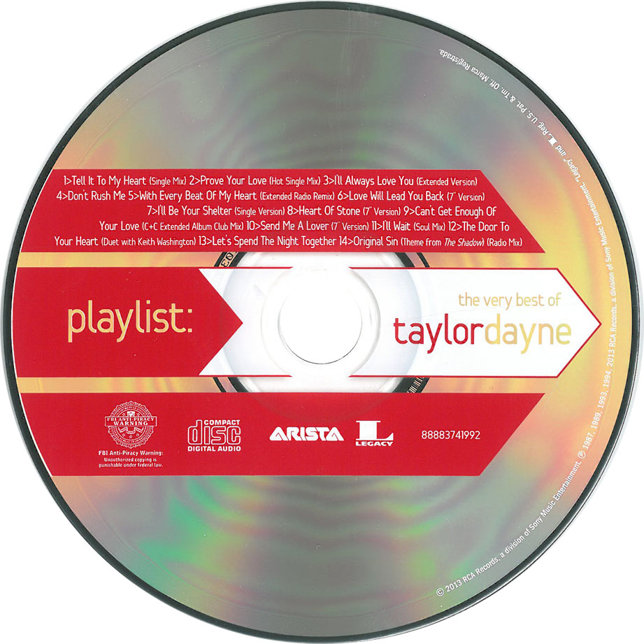 Cartula Cd de Taylor Dayne - Playlist: The Very Best Of Taylor Dayne