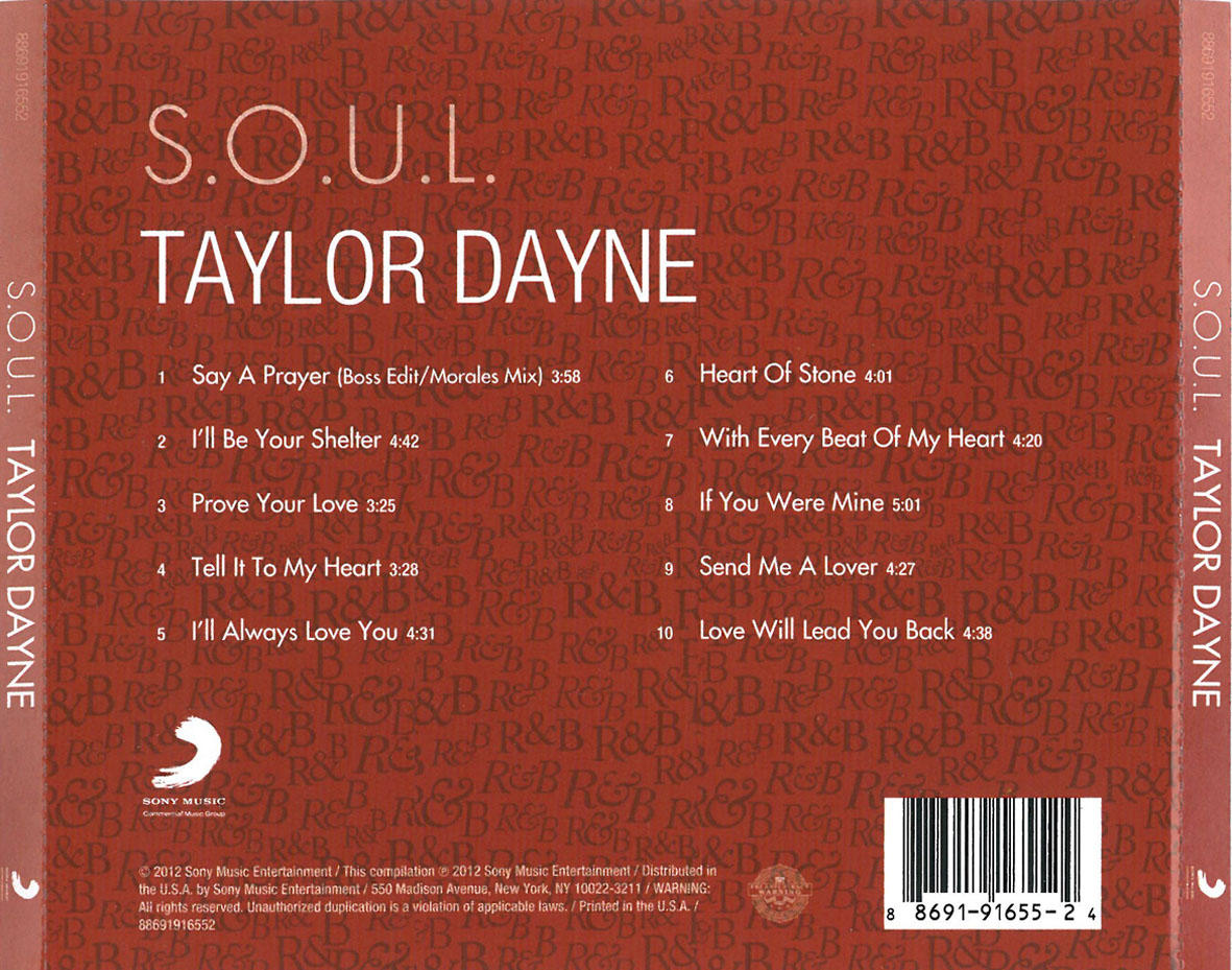 Cartula Trasera de Taylor Dayne - S.o.u.l.