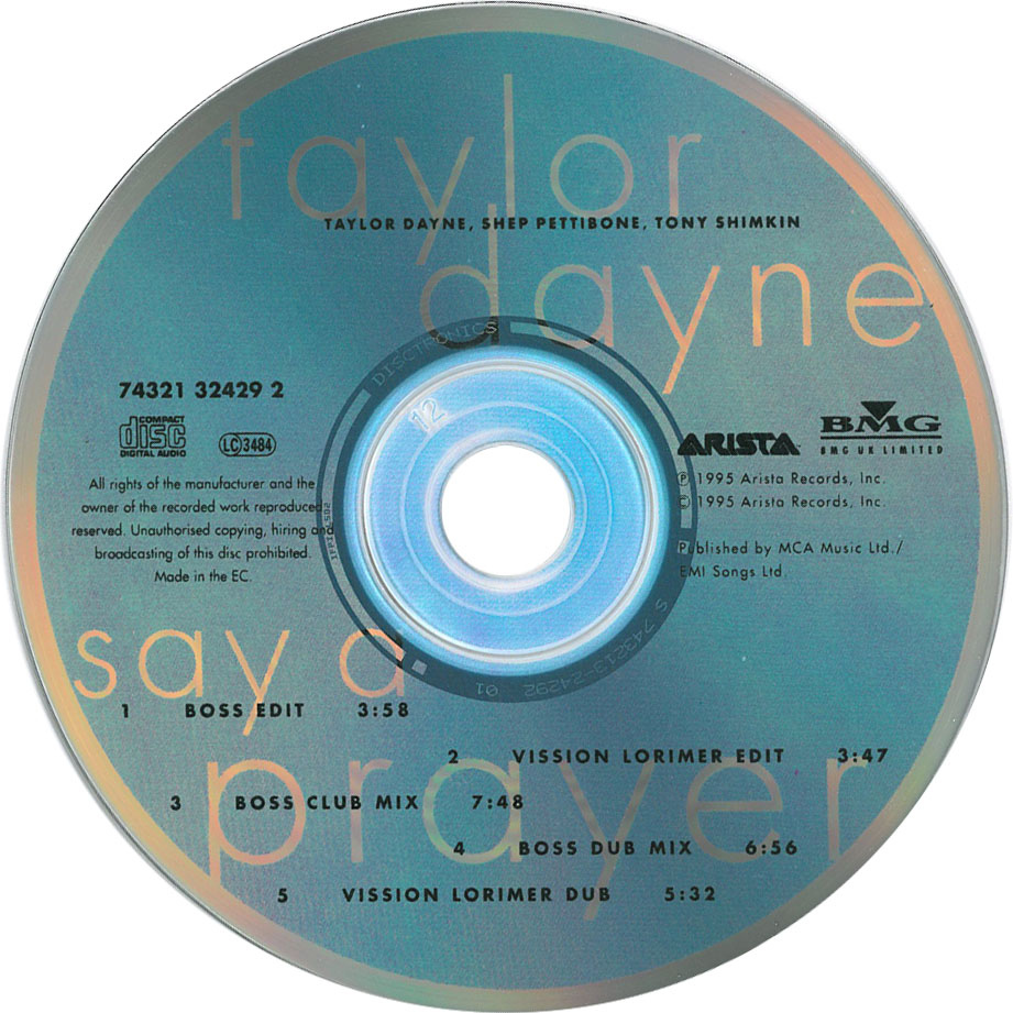 Cartula Cd de Taylor Dayne - Say A Prayer (Europe Edition) (Cd Single)