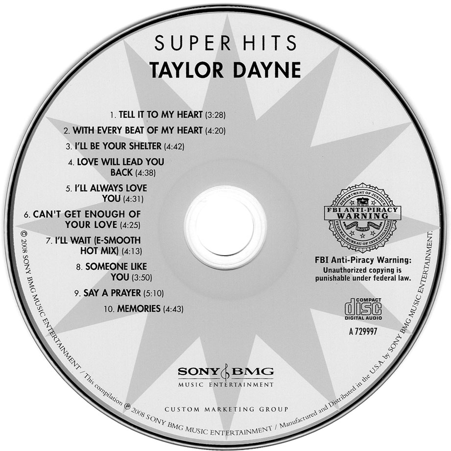 Cartula Cd de Taylor Dayne - Super Hits