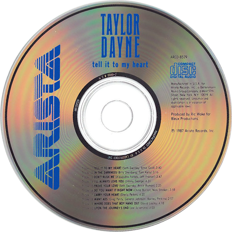 Cartula Cd de Taylor Dayne - Tell It To My Heart