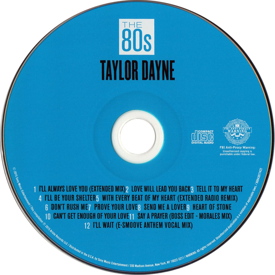 Cartula Cd de Taylor Dayne - The 80's