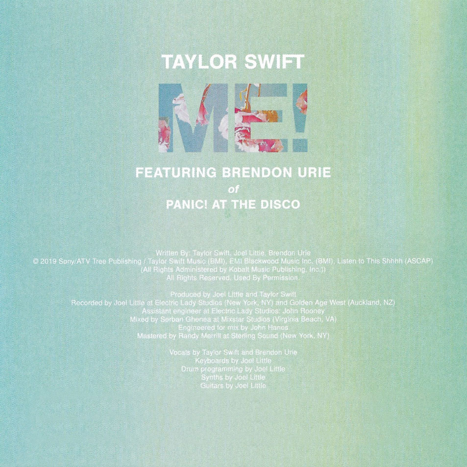 Cartula Interior Frontal de Taylor Swift - Me! (Featuring Brendon Urie) (Cd Single)