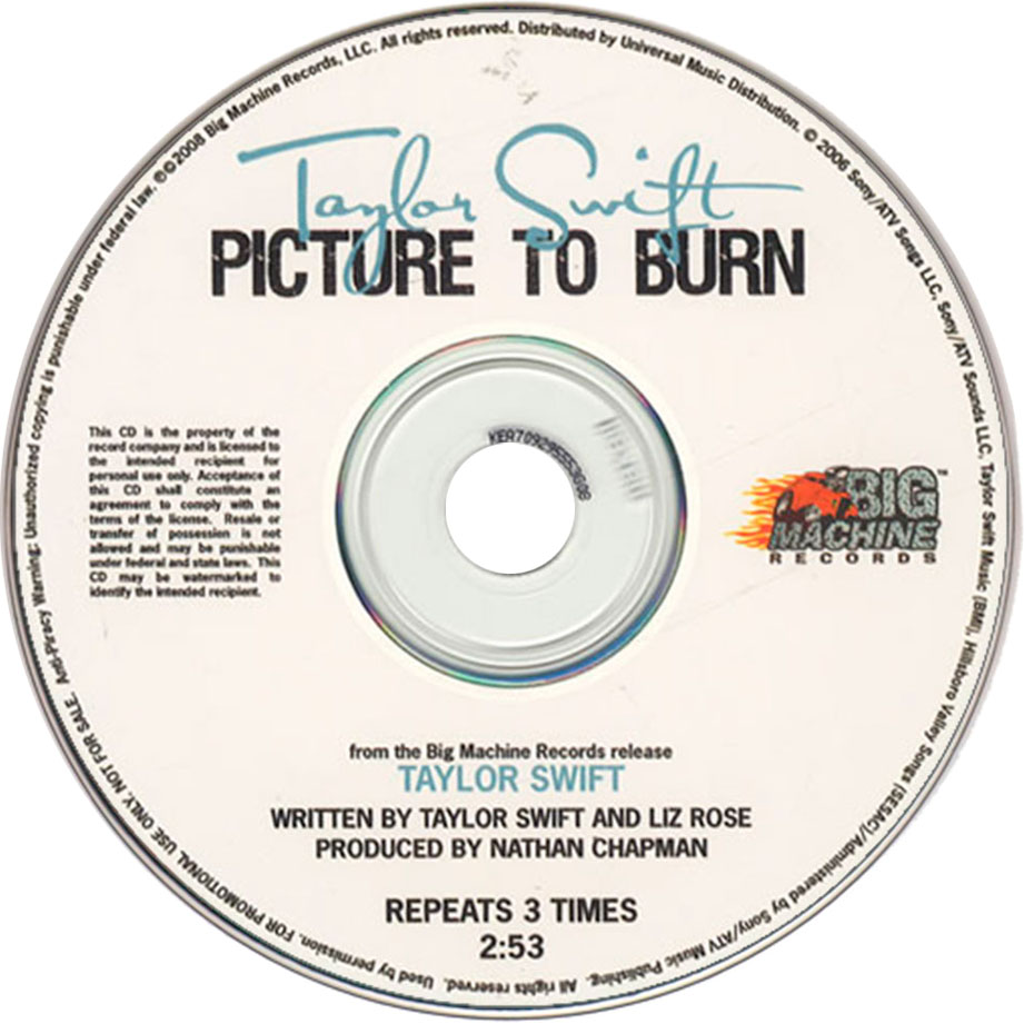 Cartula Cd de Taylor Swift - Picture To Burn (Cd Single)