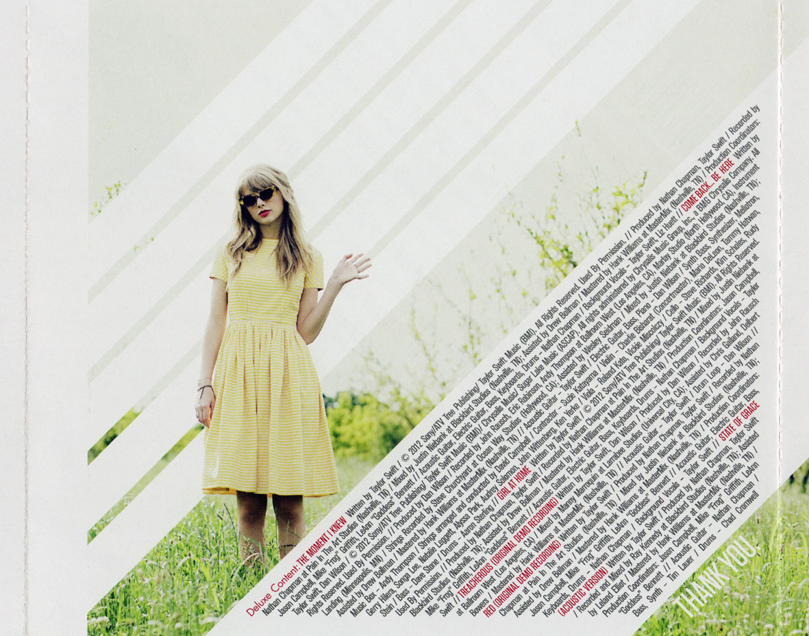 Cartula Interior Trasera de Taylor Swift - Red (Deluxe Edition)