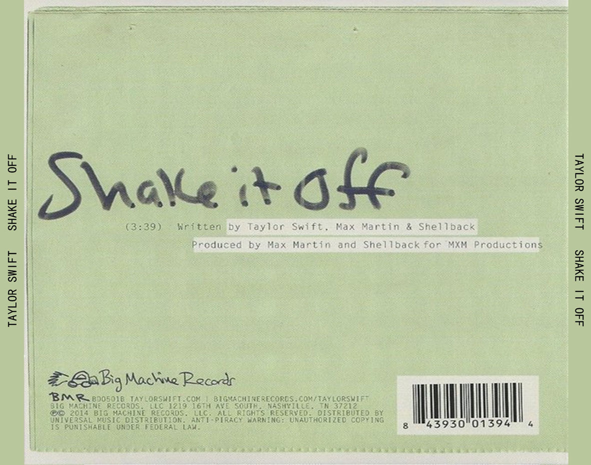 Cartula Trasera de Taylor Swift - Shake It Off (Cd Single)
