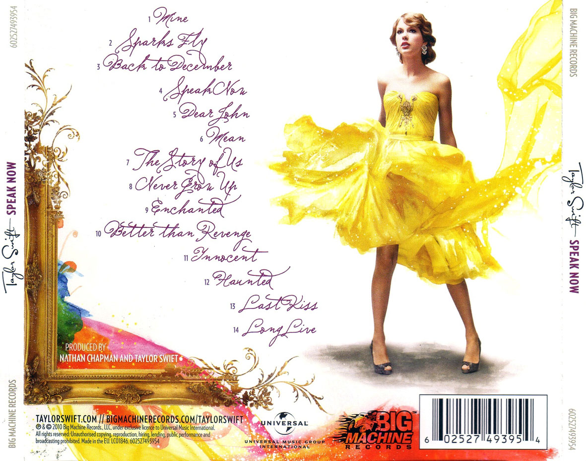 Cartula Trasera de Taylor Swift - Speak Now