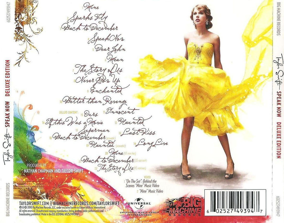 Cartula Trasera de Taylor Swift - Speak Now (Deluxe Edition)