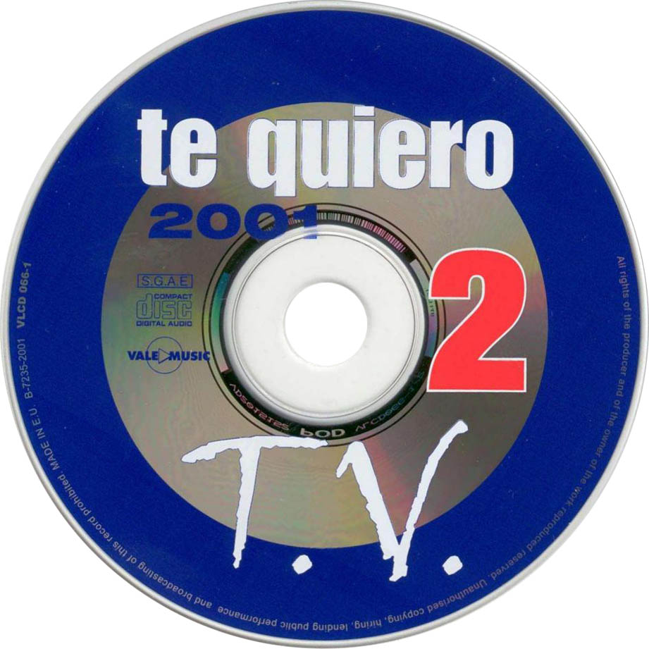 Cartula Cd2 de Te Quiero Tv 2001