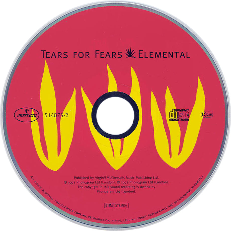 Cartula Cd de Tears For Fears - Elemental