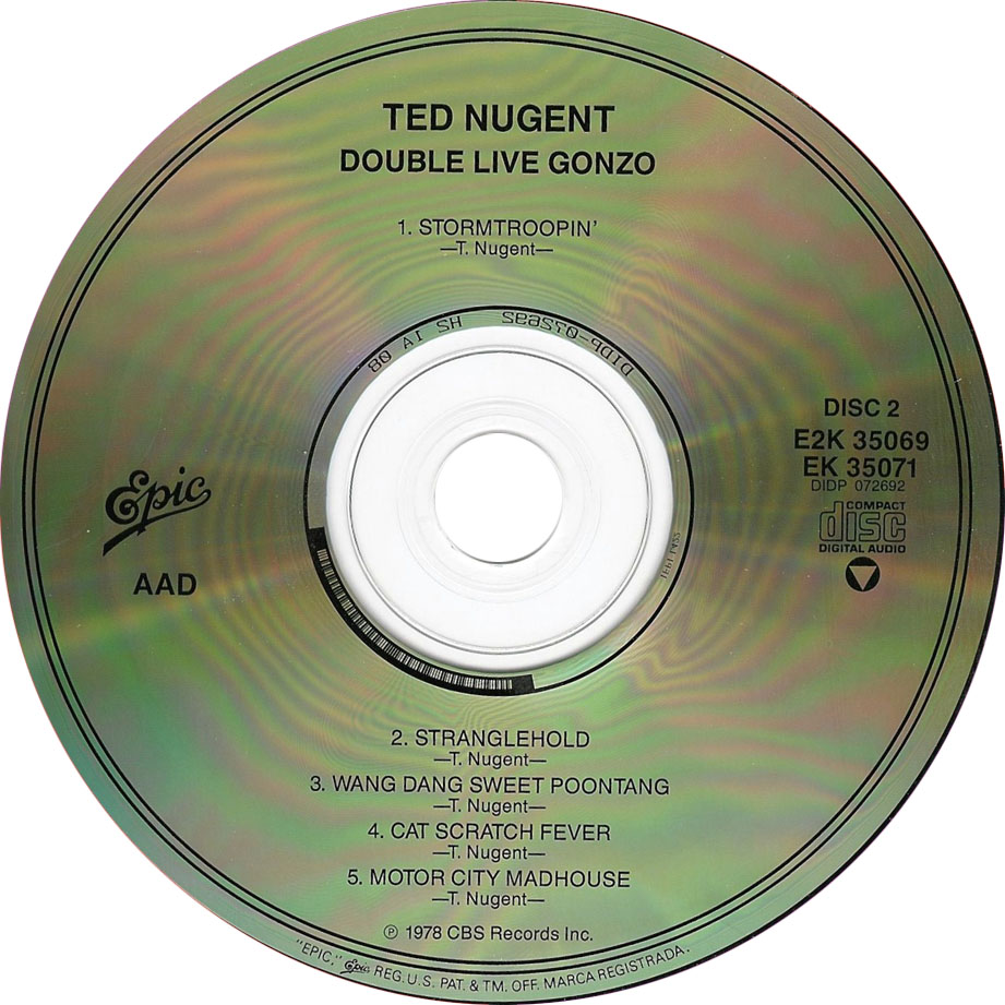 Cartula Cd2 de Ted Nugent - Double Live Gonzo
