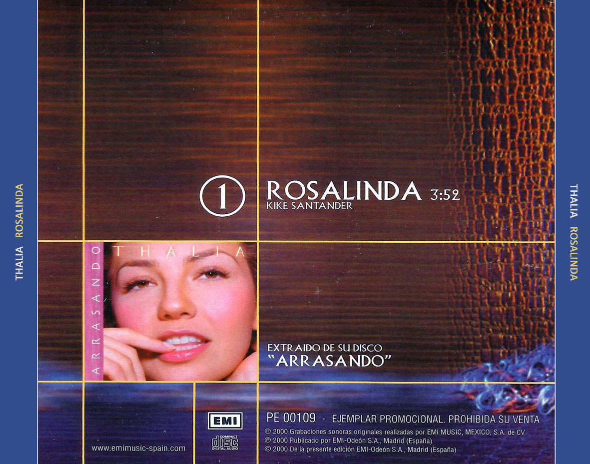 Cartula Trasera de Thalia - Rosalinda (Cd Single)