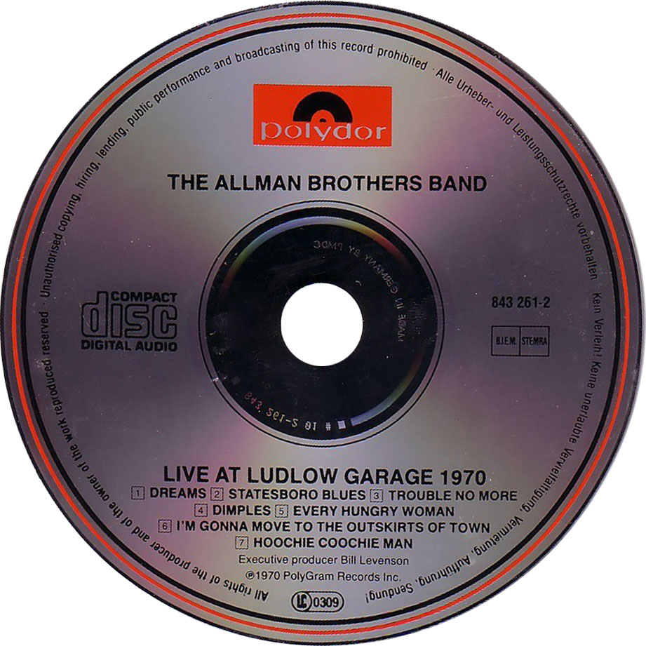 Cartula Cd de The Allman Brothers Band - Live At Ludlow Garage: 1970