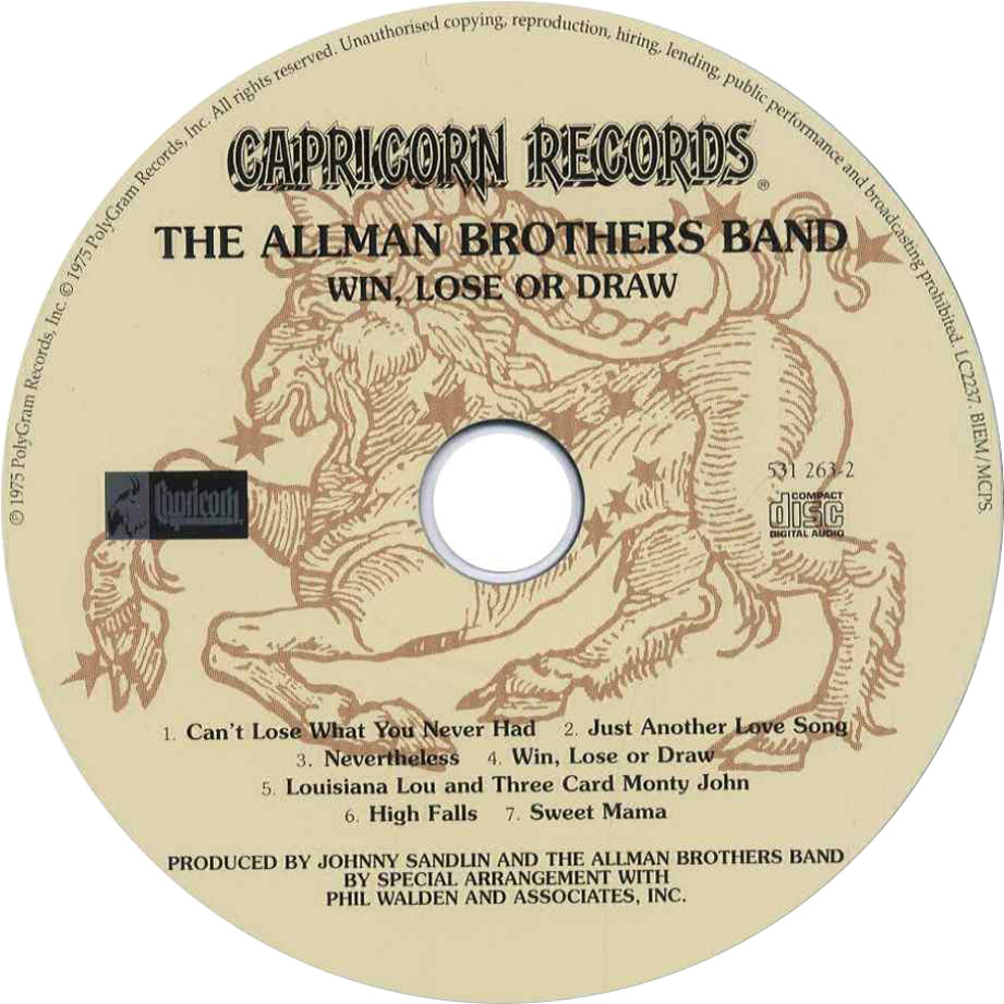 Cartula Cd de The Allman Brothers Band - Win, Lose Or Draw