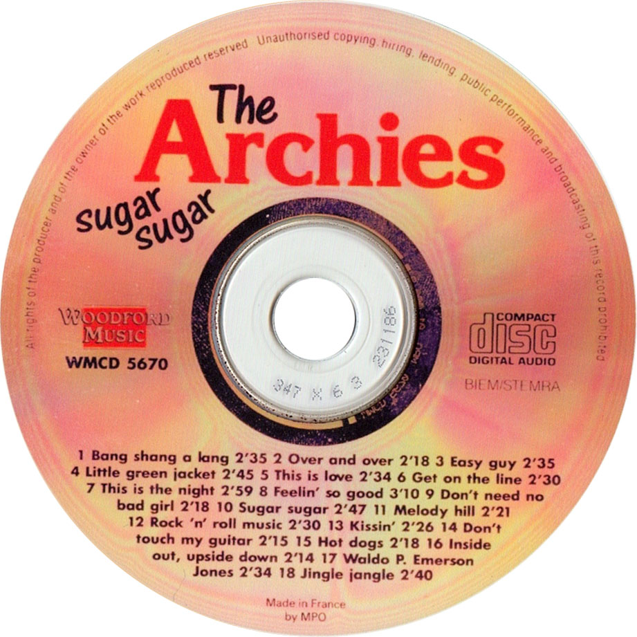 Cartula Cd de The Archies - Sugar Sugar (1992)