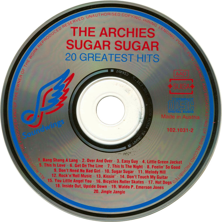 Cartula Cd de The Archies - Sugar Sugar: 20 Greatest Hits