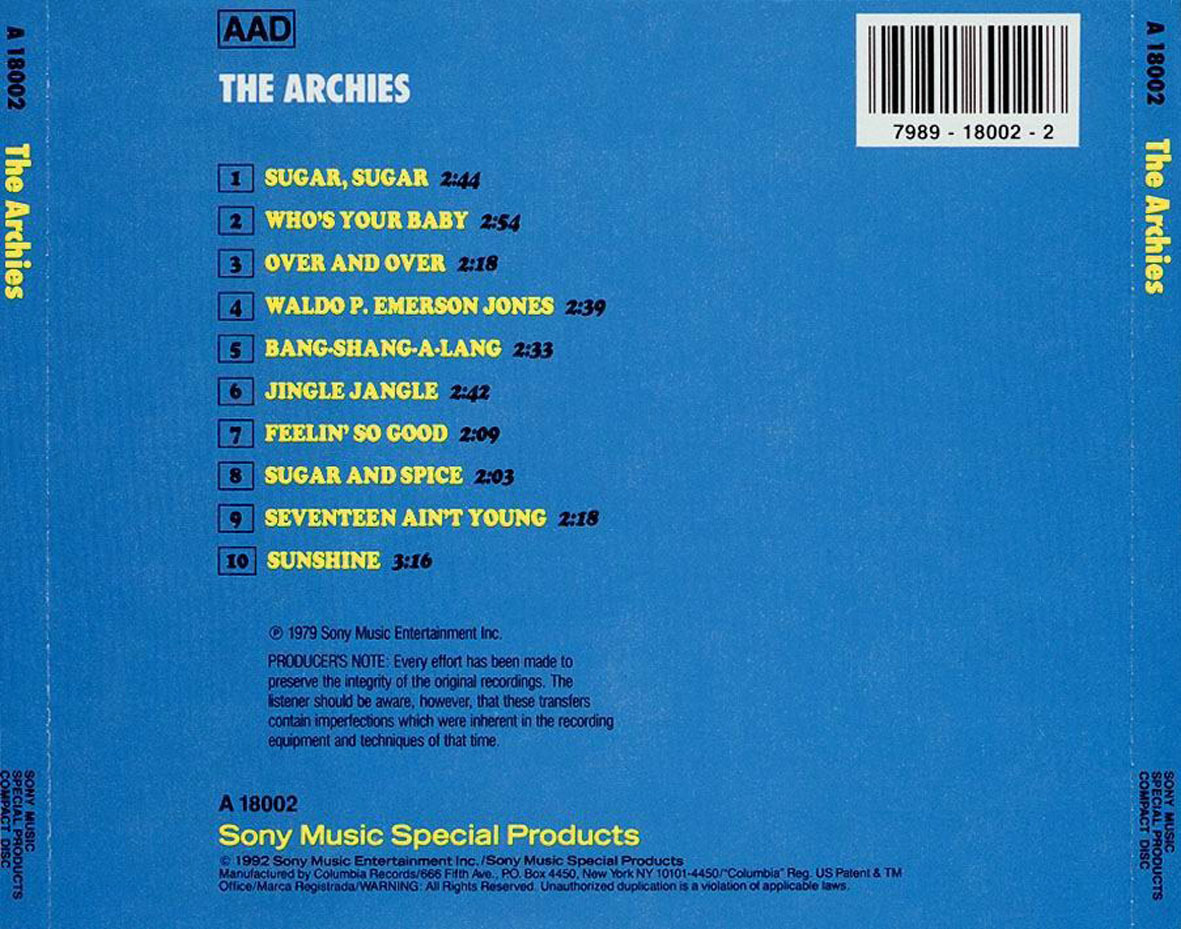 Cartula Trasera de The Archies - The Archies