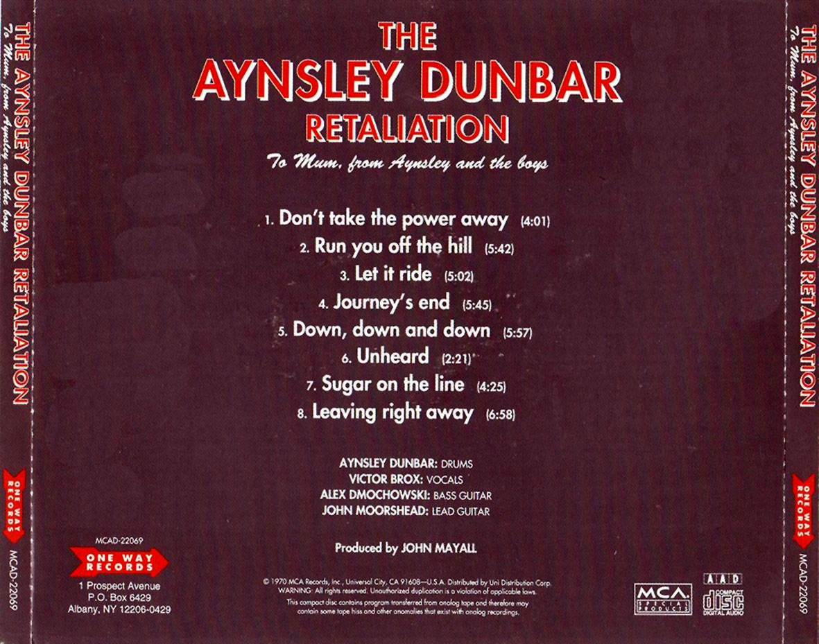 Cartula Trasera de The Aynsley Dunbar Retaliation - To Mum, From Aynsley And The Boys