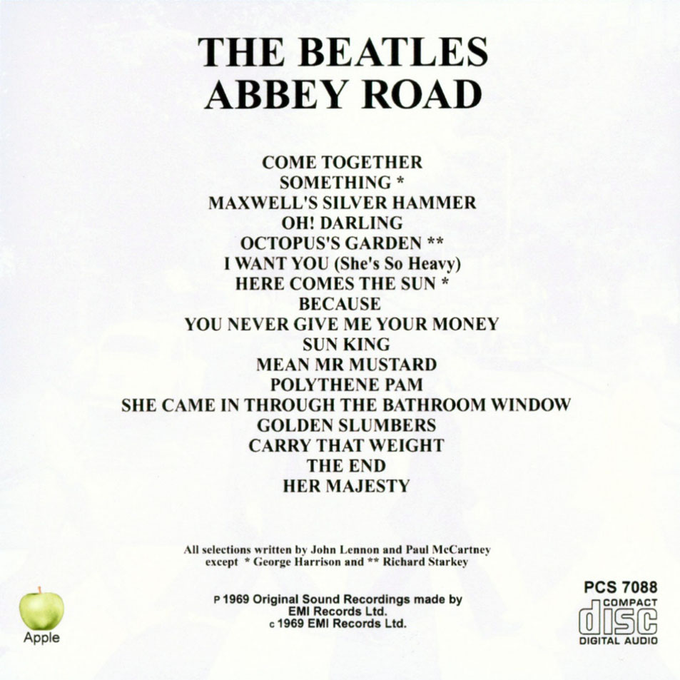 Cartula Interior Frontal de The Beatles - Abbey Road