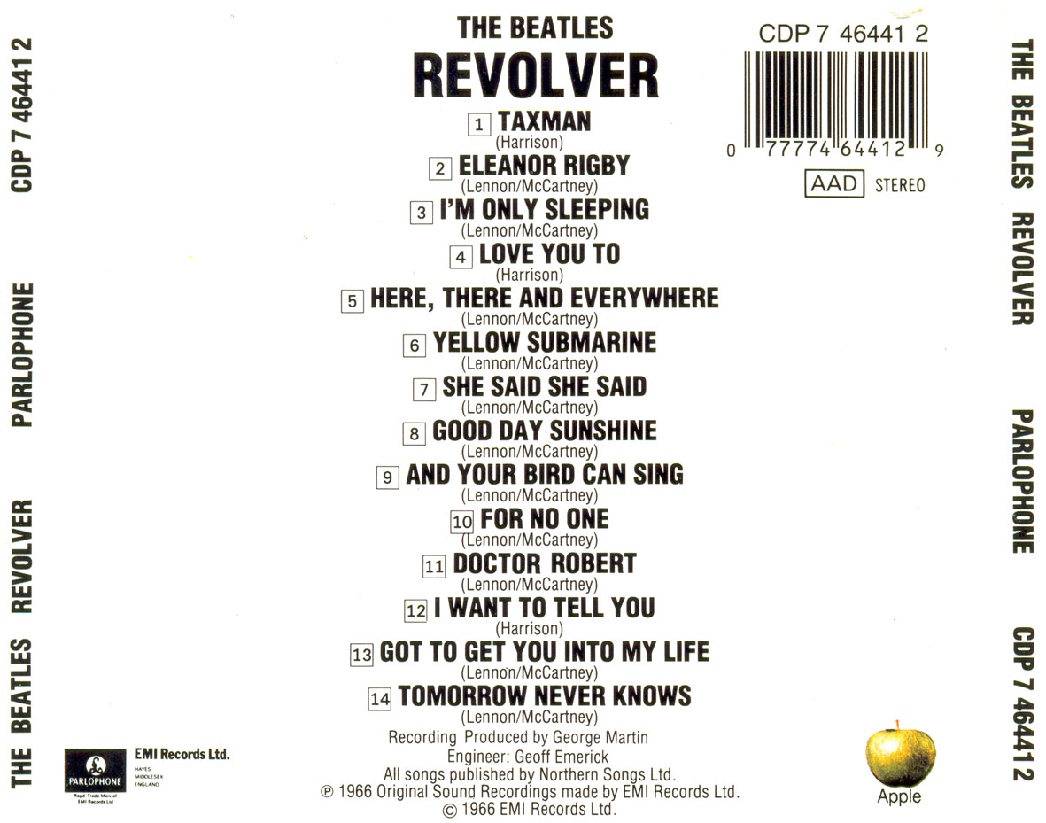 Cartula Trasera de The Beatles - Revolver