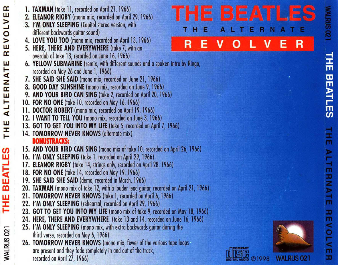 Cartula Trasera de The Beatles - The Alternate Revolver