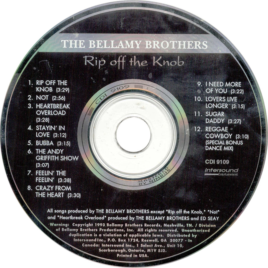 Cartula Cd de The Bellamy Brothers - Rip Off The Knob