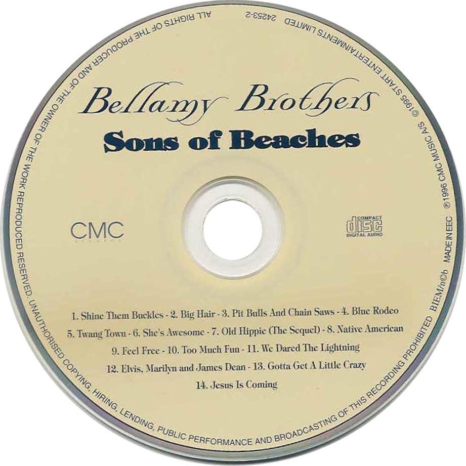 Cartula Cd de The Bellamy Brothers - Sons Of Beaches