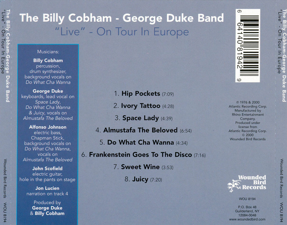 Cartula Trasera de The Billy Cobham - George Duke Band - Live - On Tour In Europe