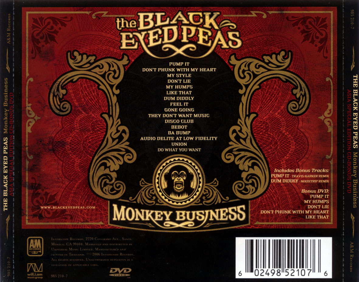 Cartula Trasera de The Black Eyed Peas - Monkey Business (Asian Edition)