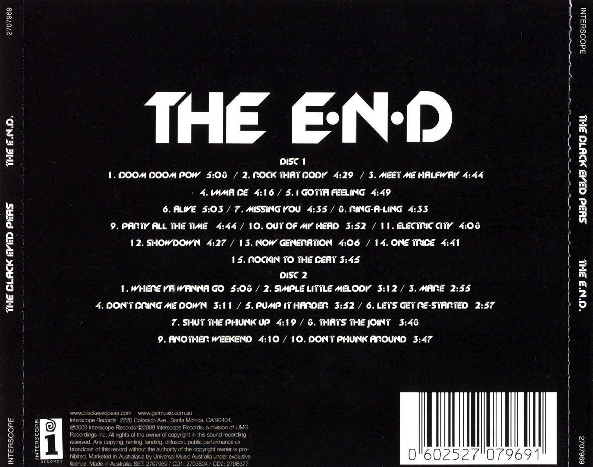 Cartula Trasera de The Black Eyed Peas - The E.n.d. (Limited Edition)