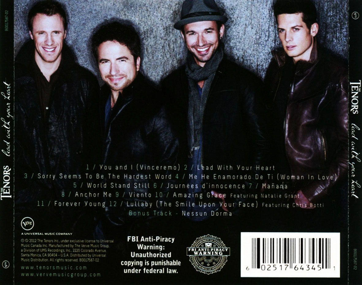 Cartula Trasera de The Canadian Tenors - Lead With Your Heart (Special Edition)