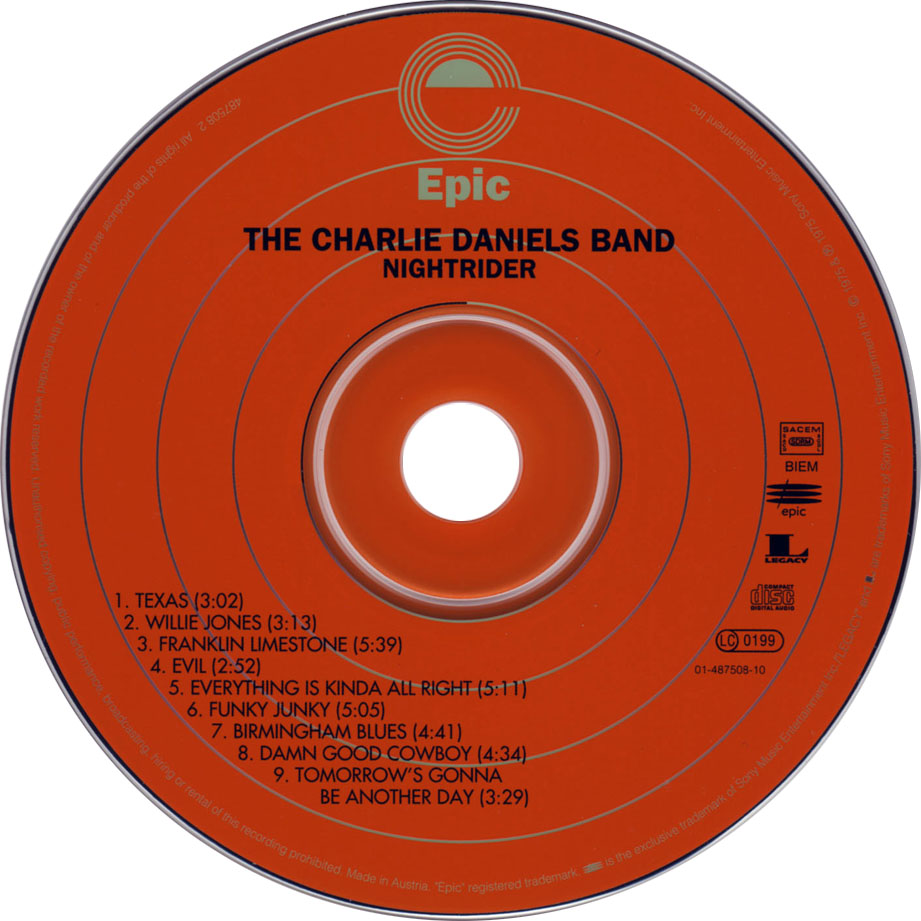 Cartula Cd de The Charlie Daniels Band - Nightrider