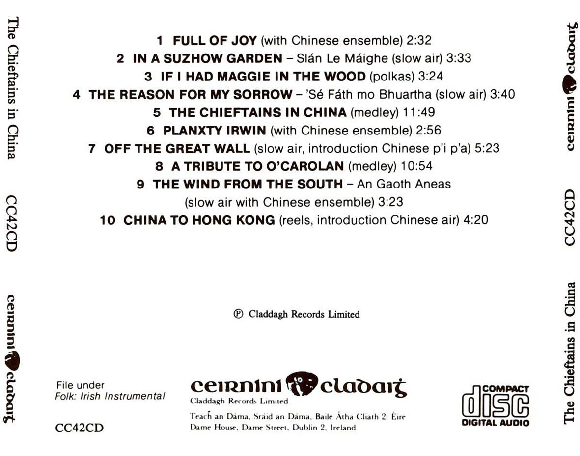 Cartula Trasera de The Chieftains - The Chieftains In China