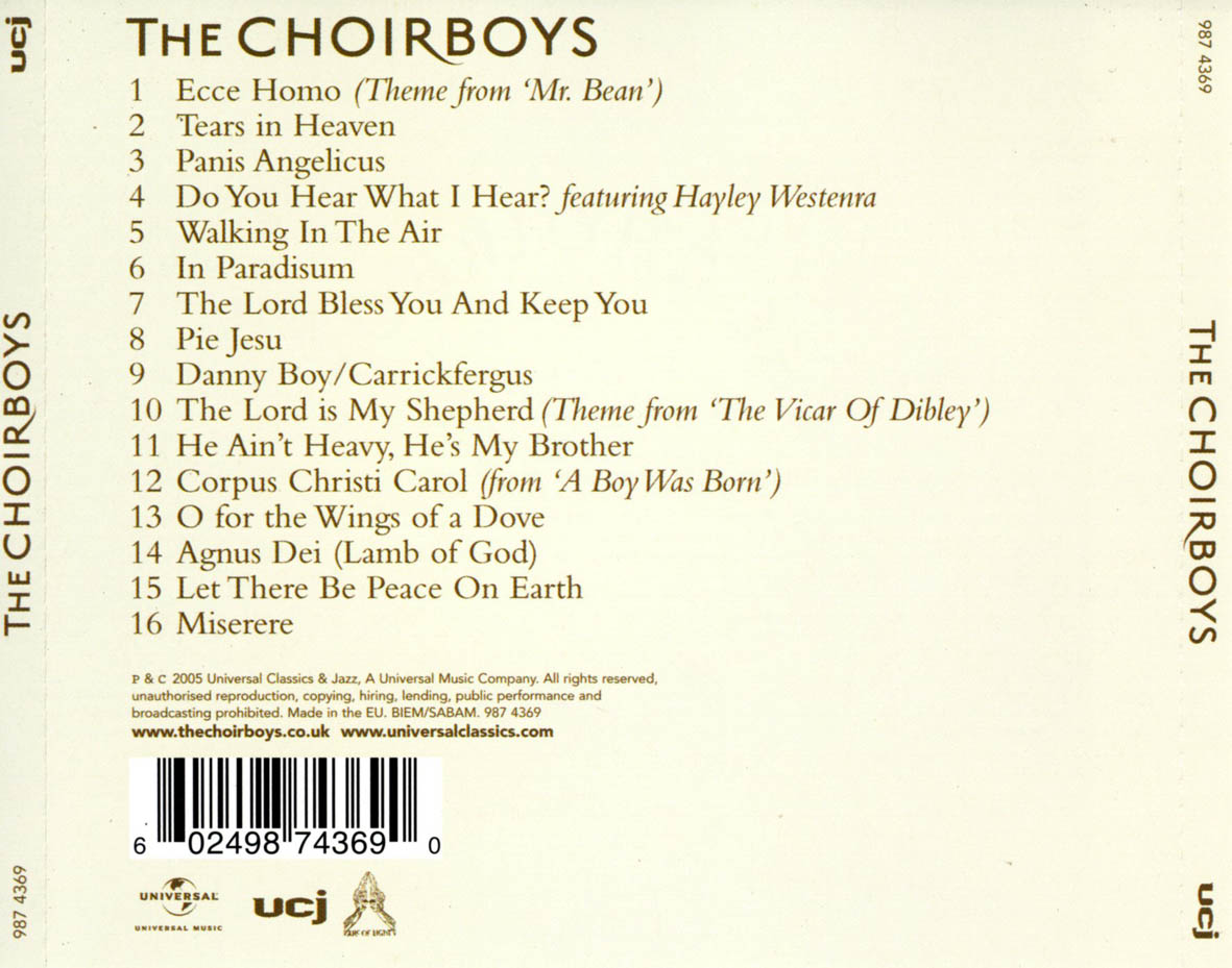 Cartula Trasera de The Choirboys - The Choirboys