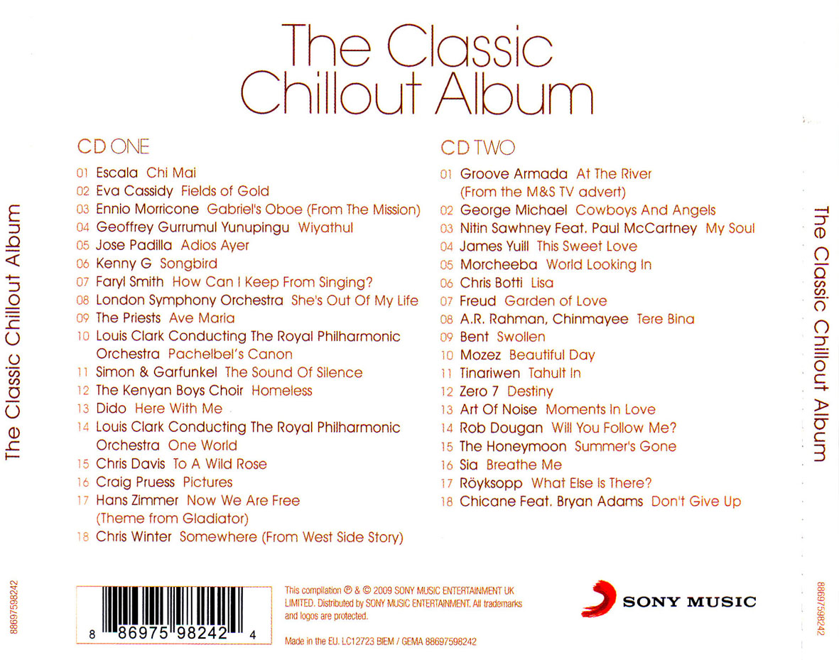 Cartula Trasera de The Classic Chillout Album (2009)