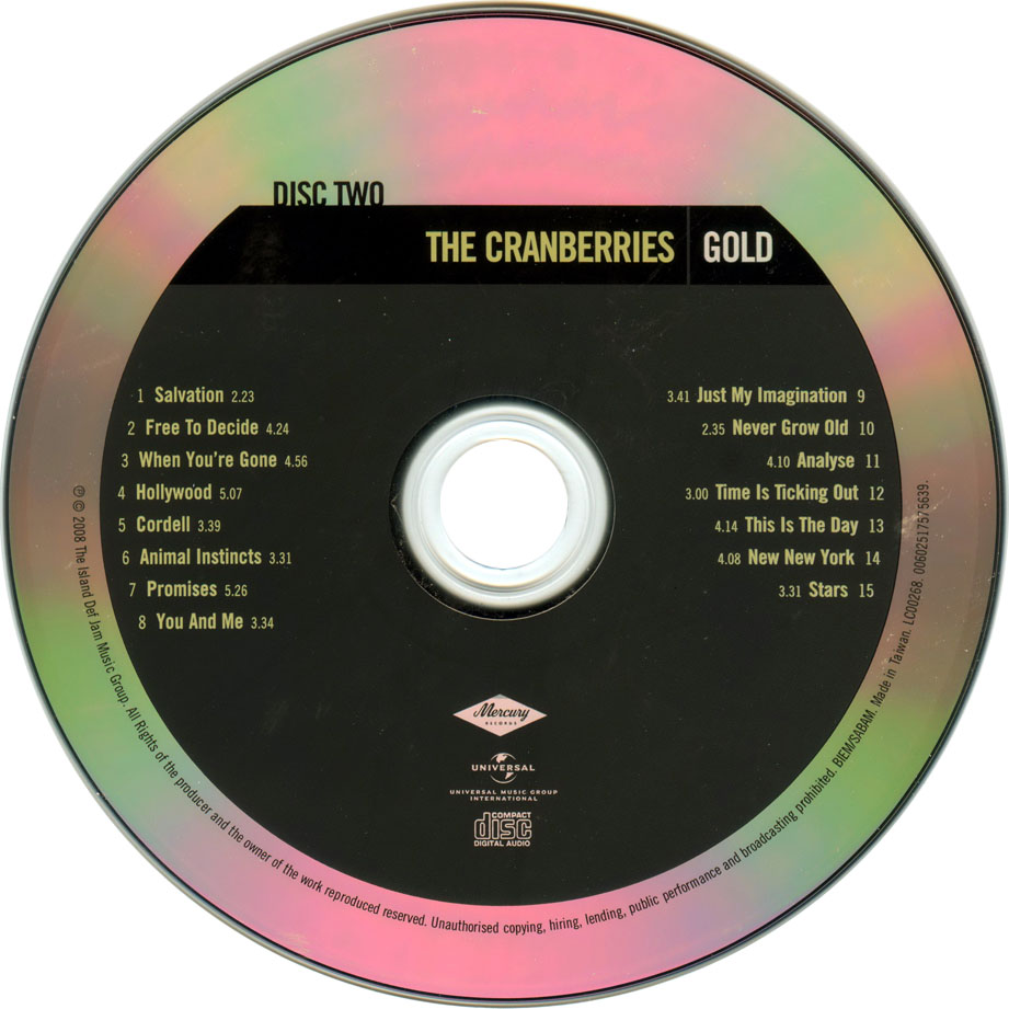 Cartula Cd2 de The Cranberries - Gold