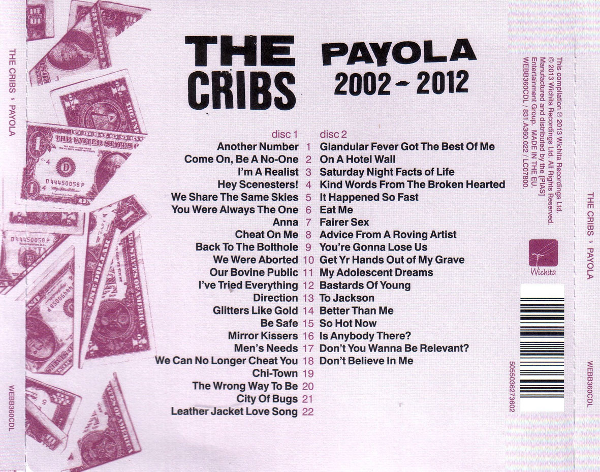 Cartula Trasera de The Cribs - Payola (Deluxe Edition)