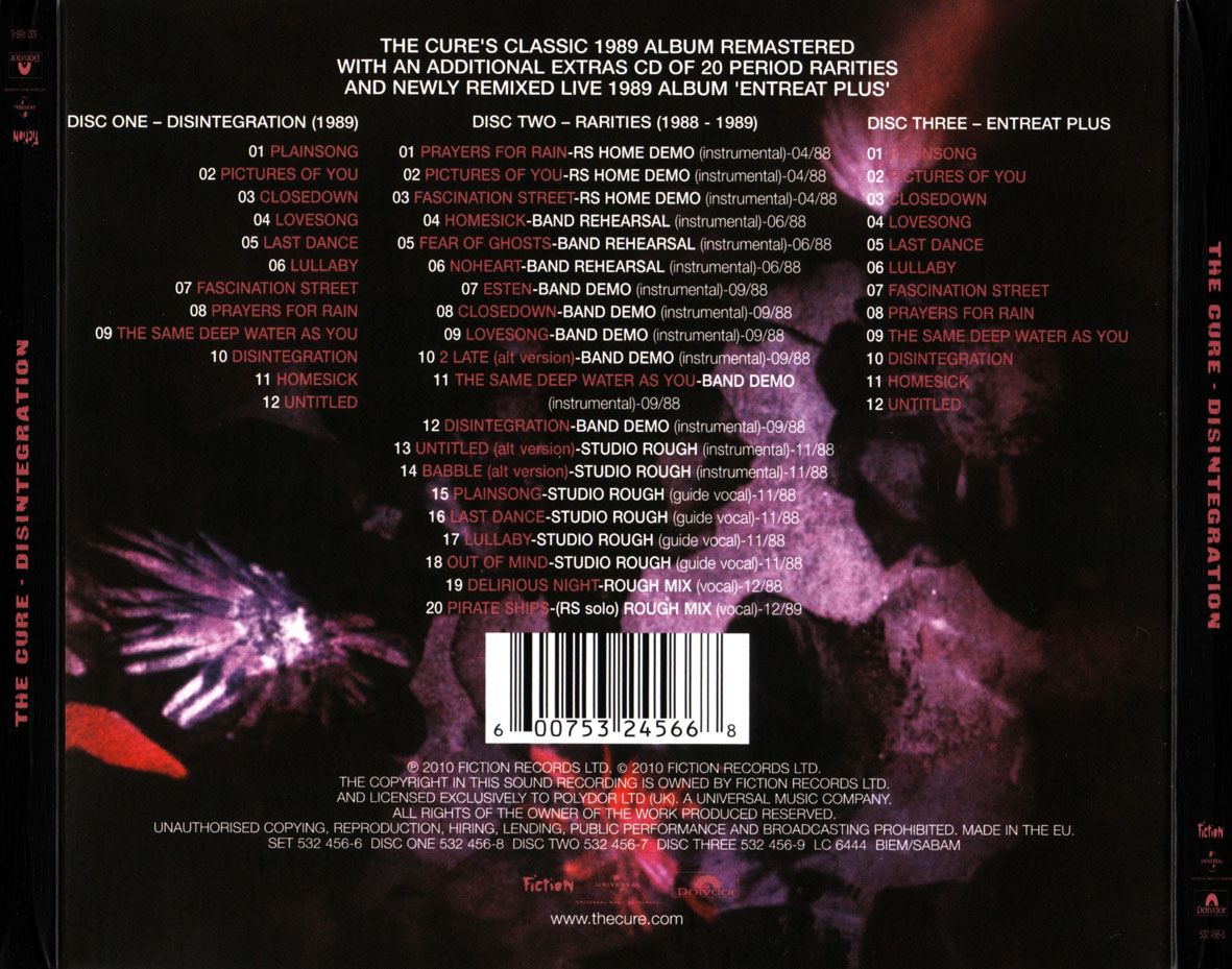 Cartula Trasera de The Cure - Disintegration (Deluxe Edition)