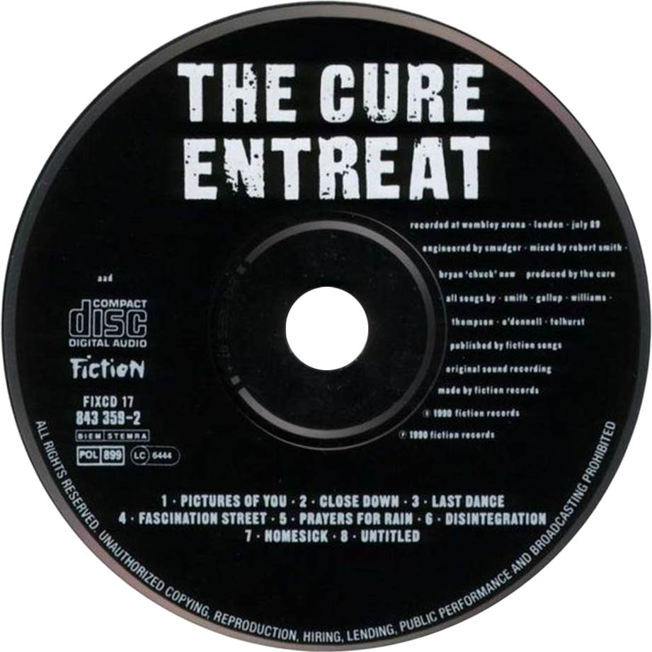 Cartula Cd de The Cure - Entreat
