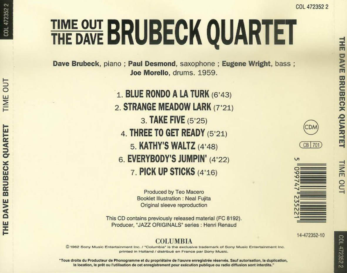 Cartula Trasera de The Dave Brubeck Quartet - Time Out