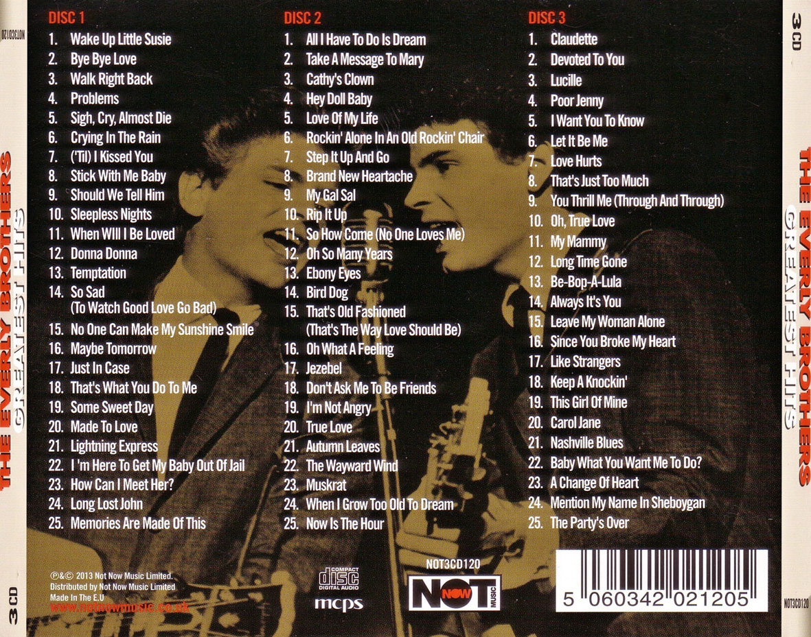 Cartula Trasera de The Everly Brothers - Greatest Hits: The Best Of Late 50's & Early 60's